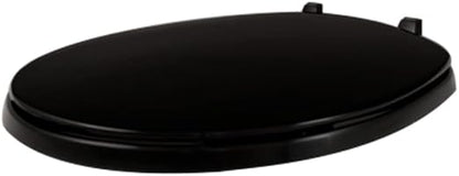Centoco Black Round Toilet Seat, Residential, Top Mount Plastic Hinge, Closed Front with Cover, Plastic, DSAMAZ2-407