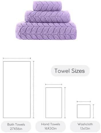 BAGNO MILANO Turkish Cotton Bath Towels, Hand Towels - Soft Plush Jacquard Collection Luxury Towels Set (Lilac, Towel Set of 3)