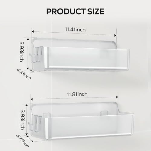 Nieifi Adhesive Shower Shelves, Clear, 2 Pieces