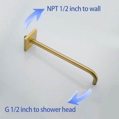 16 Inch Shower Head Extension Arm Wall Mounted Rainfall Extend Pipe Tube Stainless Steel Bathroom Accessories Champagne Bronze,SW-91018-16CB-SQ.