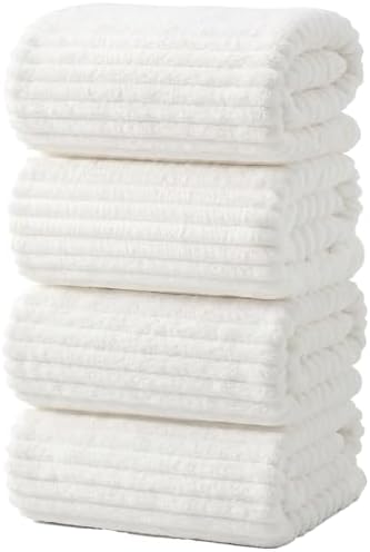4 Piece Bath Towels, 30"x60" Microfiber Towels Set, White
