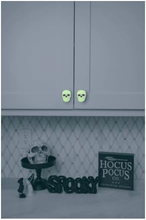 Knobēz 12pk Skull Decorative Cabinet Knob Covers - Spooky Halloween Decor | Stretchy Gothic hardware protectors fit 1 to 1.5 in round or square knobs for instant kitchen and bathroom seasonal style