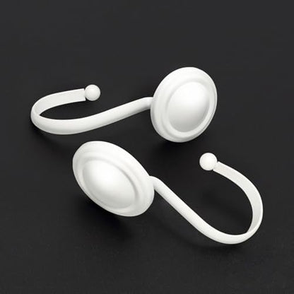 CHICTIE White Shower Curtain Hooks Rings, Decorative Shower Hook for Shower Curtain, Rustproof Modern Shower Rings Hangers for Bathroom Curtains Rods, Set of 12