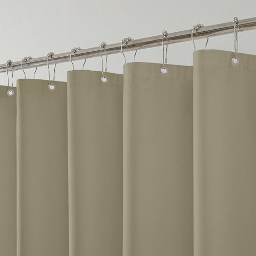 1 Pack Water-Repellent Fabric Shower Curtain Liner, 72x72 Khaki