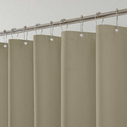 1 Pack Water-Repellent Fabric Shower Curtain Liner, 72x72 Khaki