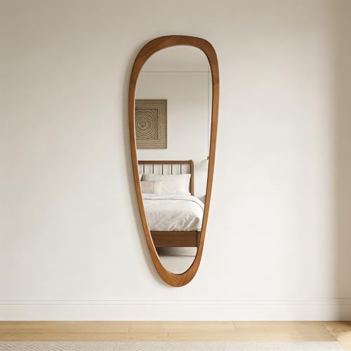 Irregular Asymmetrical Full Length Wall Mirror, 60"x22" Wooden Framed
