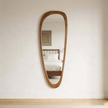 Irregular Asymmetrical Full Length Wall Mirror, 60"x22" Wooden Framed