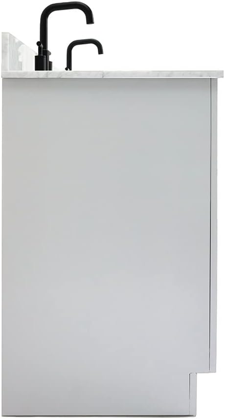 ARIEL Hepburn 72-inch Bathroom Vanity with Sink,Solid Wood, 0.75-inch Italian Carrara Marble Countertop & Backsplash, Double Oval Porcelain Sink, 4 Soft Closing Doors, 6 Dovetail Drawers, Grey