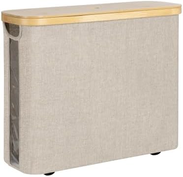 StorageWorks Toilet Paper Storage Basket with Bamboo Lid & Window