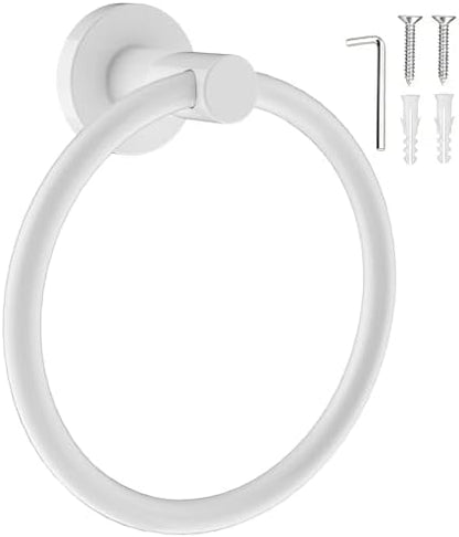 SetSail Towel Holder for Bathroom Wall Screw-in Towel Ring, White