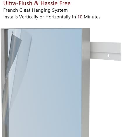VocalStar 24 x 36 Inch Silver Bathroom Mirror for Wall, Square Corner Rectangle Nickel Metal Framed Bathroom Vanity Mirrors, 1/4-inch Shatterproof Glass | Ultra-Flush Hanging