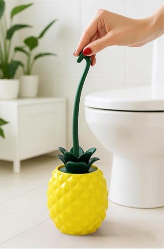 Deep & Sturdy Toilet Bowl Brush with Holder - Pineapple Bowl Brush - Durable Scrubbing - Toilet Cleaners - Household Essentials - Bathroom Cleaner - Cleaning Supplies - Household Supplies