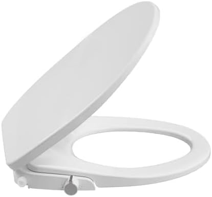 Non-Electric Bidet Toilet Seat for Round Toilet, Quiet Close & Self-Cleaning Dual Nozzles, Easy Installation, Elongated Bidet Seat with Sanitary Wash