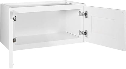 Design House Brookings Shaker Unassembled Bridge Wall Kitchen Cabinet W2412, 24 W x 12 D x 12 H, Painted White with Sherwin Williams®, Solid Wood – Design House, 543264