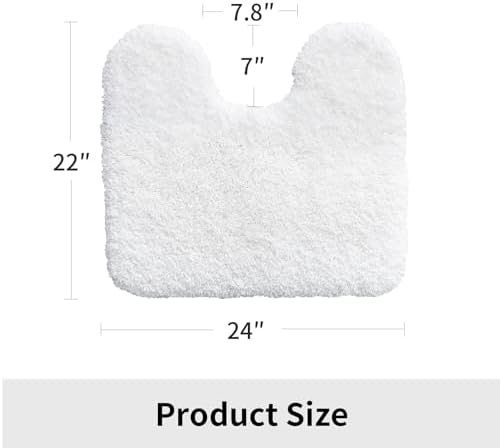 Disolla Toilet Mat 22x24 White - Non Slip Fluffy U-Shaped Contour Rug, Ultra-Soft Plush Toilet Floor Mat, Absorbent & Machine Washable