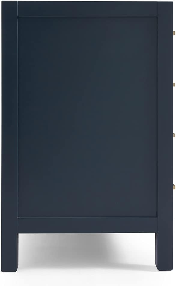 ARIEL Cambridge 42-inch Bathroom Vanity Base Cabinet,Solid Wood, 2 Soft Closing Doors, 9 Dovetail Drawers, Midnight Blue
