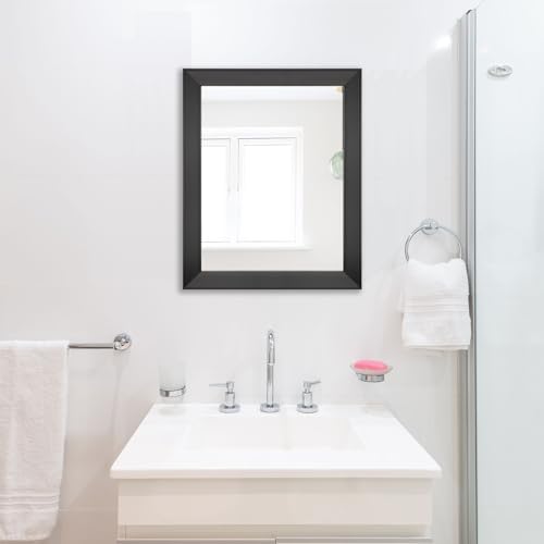 Ruomeng Rectangular Wall Mirror 16" x 20" Framed Mirror for Bathroom Black