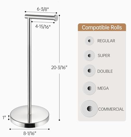 KES Freestanding Toilet Paper Holder with Weighted Base, Polished Silver