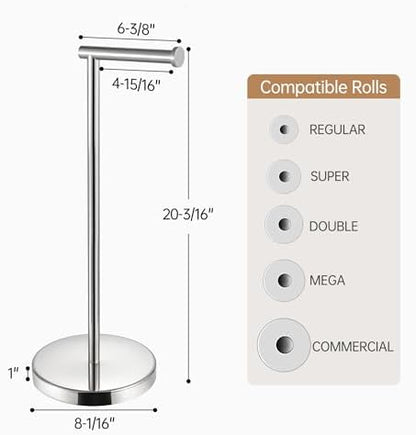 KES Freestanding Toilet Paper Holder with Weighted Base, Polished Silver