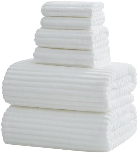6 Piece Bath Towel Set, 30"x60" Microfiber Towels,White