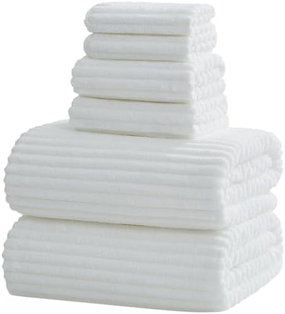 6 Piece Bath Towel Set, 30"x60" Microfiber Towels,White