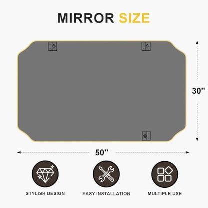Vanity Bathroom Mirror for Over Sink, 50"x30", Gold Metal Framed