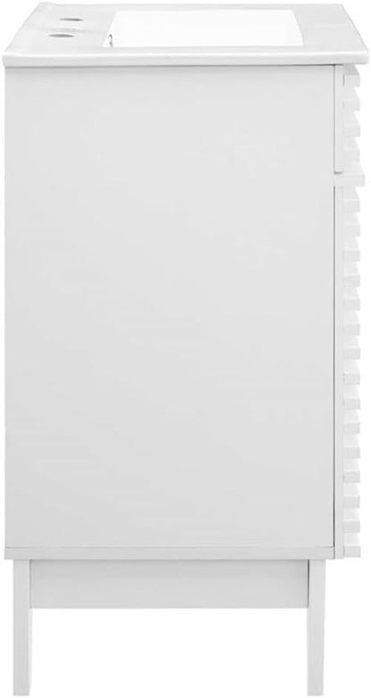 Modway Render Mid-Century Bathroom Vanity with Sink in White White
