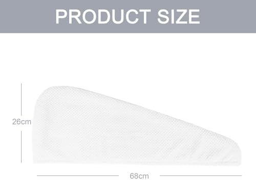 MaopaoBeauty 2 Pack Microfiber Hair Towel Wrap for Women, Hair Drying Towel with Button, Towel Turban,Head Towel to Dry Hair Quickly Lint Free, White