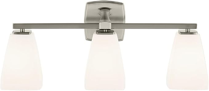 Kichler Marant 21.25" 3-Light Vanity Light with Opal Glass in Brushed Nickel, for Bathroom, Powder Room, Over a Mirror, (21.25" W x 9.5" H), 55216NI