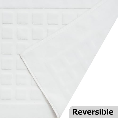 COTTON CRAFT Bath Tub Mats- 2 Pack Sculpted Tile Bathroom Mat - White