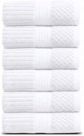 Springtree Home 100% Cotton Hand Towel Set | 6-Pack | Textured | White