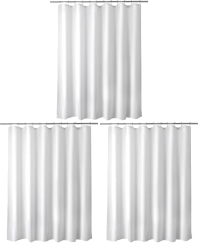 Titanker Waterproof Fabric Shower Curtain Liner Washable, Cloth Shower Liner with Magnets, White Shower Liner Soft Fabric, Lightweight Shower Curtain Liner, 70x72 Inches (Pack of 3)