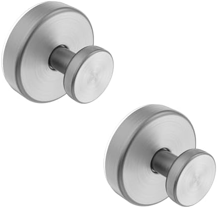Bntuk Suction Cup Hooks for Shower, Removable Towel Hooks for Bathroom Window Glass Door Wall, Bath Robe Looafh Hook for Hanging - 2 Pack, Silver