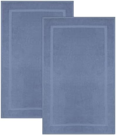 COTTON CRAFT Bath Mats - 2 Pack Tub Shower Floor Mat - 21x30- Azure Blue