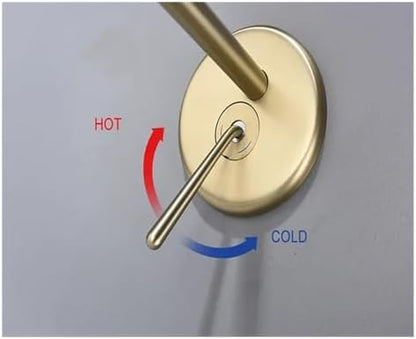 Wall-Mounted Rose Gold Faucet Hot & Cold Sink Mixer Tap Brushed Gold Waterfall Bathroom Faucet Luxury Modern Design for Kitchen & Bathroom