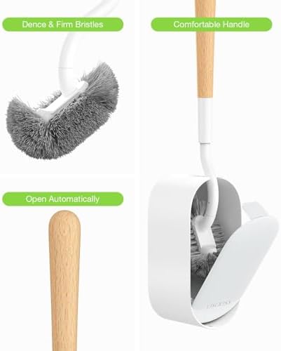 OSCIOSS Bamboo Toilet Brush Set, 2 Pack with Ergonomic Design, Compact Size, Durable Bristles, Wooden Holder for Bathroom Cleaning