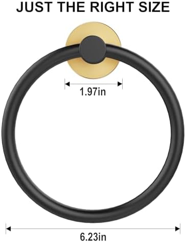 SetSail Towel Holder for Bathroom Wall Round Towel Ring, Black and Glod