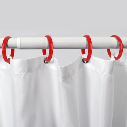 Red Shower Curtain Hooks - 12 Pcs Circular Plastic Shower Curtain Rings for Bathroom - O Shaped Red Shower Hooks Rings for Shower Curtain Rod
