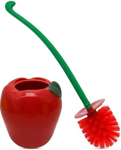 Deep & Sturdy Toilet Bowl Brush with Holder - Apple Bowl Brush - Durable Scrubbing - Toilet Cleaners - Household Essentials - Bathroom Cleaner - Cleaning Supplies - Household Supplies