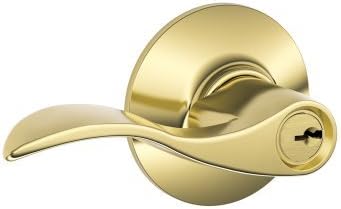 Schlage F51A Acc 605 Accent Lever, Keyed Entry, Bright Brass