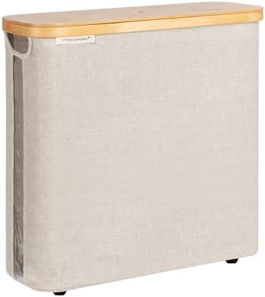 StorageWorks Toilet Paper Storage Basket with Bamboo Lid & Window