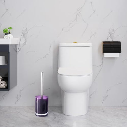 5 Pcs Purple Acrylic Bathroom Accessories Set Complete,Lotion/Soap Dispenser,Soap Dish,Toothbrush Holder, Tumbler,Toilet Brush and Holder,Modern Bathroom Decor and Housewarming Gift Set (Dark Purple)