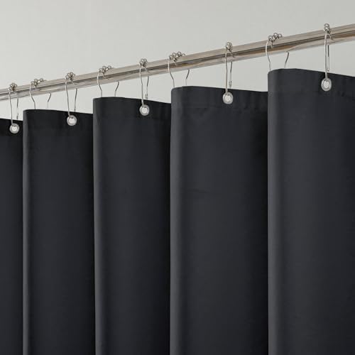 2 Pack Water-Repellent Fabric Shower Curtain Liner, 72x72 Black