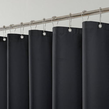 1 Pack Water-Repellent Fabric Shower Curtain Liner, 72x72 Black