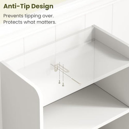 Small Bathroom Storage Cabinet with 2 Doors & Shelf, Line White