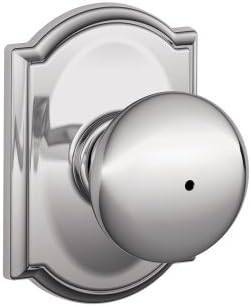 SCHLAGE F40 PLY 625 CAM Camelot Collection Plymouth Privacy Knob, Bright Chrome