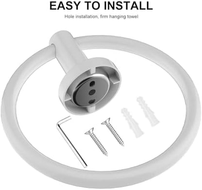 SetSail Towel Holder for Bathroom Wall Screw-in Towel Ring, White