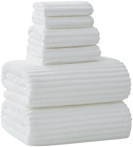 6 Piece Bath Towel Set, 40"x80" Oversized Bath Sheets, White
