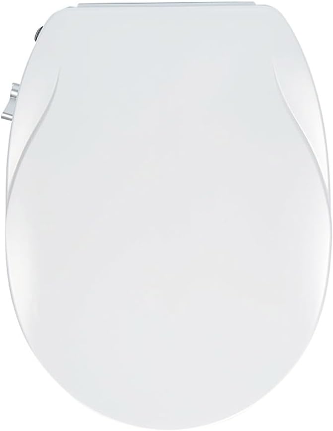 Non-Electric Bidet Toilet Seat Attachment with Dual Nozzles, Quiet Slow Close Toilet Seat, Adjustable Water Pressure, Easy Installation (Round)