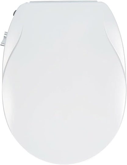 Non-Electric Bidet Toilet Seat Attachment with Dual Nozzles, Quiet Slow Close Toilet Seat, Adjustable Water Pressure, Easy Installation (Round)